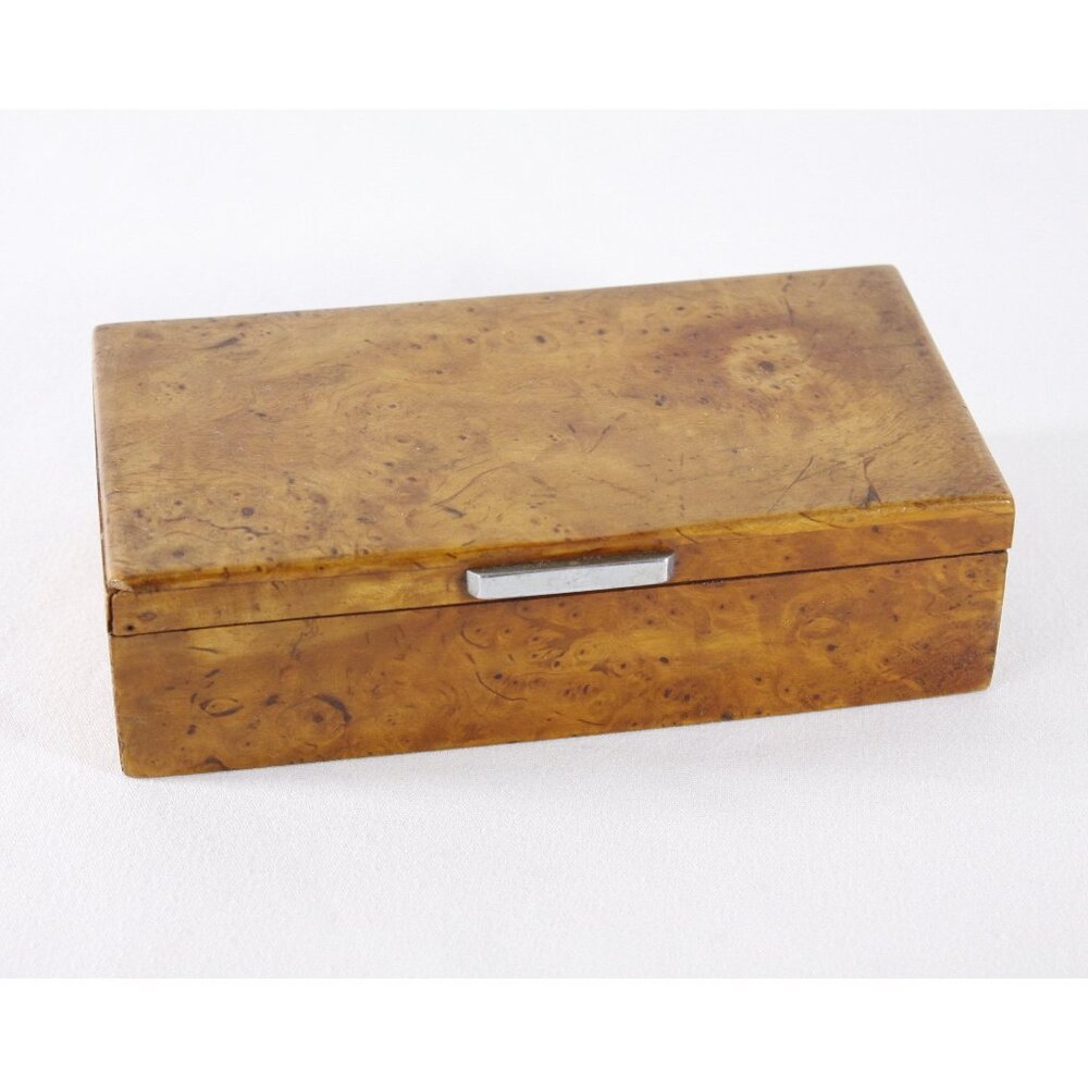 Superb Art Deco Lidded Box of Bird's-Eye Maple with Chrome Handle, French 1920s
